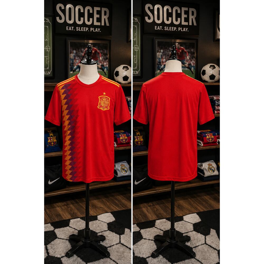 Spain National Team Soccer Jersey Red Futbol Shirt Men’s Large